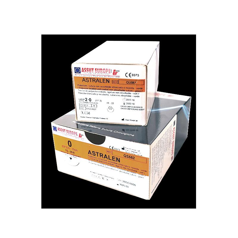 АСТРАЛЕН (поліестер), USP 4/0 плетена нитка зеленого кольору 250 см, без голки